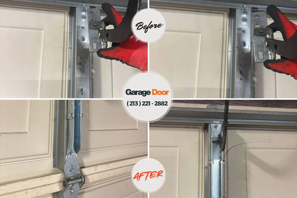 Before and after: garage door repair Collinsburg, PA
